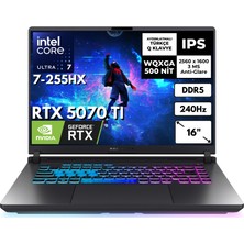 Asus Rog Strix G16 Ultra 7 255HX 32 GB 2 Tbssd 12 GB Rtx 5070 Ti 16" 3 Ms 250Hz Wqxga Windows 11 Pro Gaming Laptop G615LRAT74