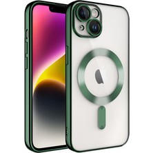 iPhone 14 Kılıf M-Safe Destekli ve Kenarları Parlak Arkası Şeffaf Şık Silikon Kapak Royal Case/demre