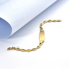 14 Ayar Altın Kaplama Kişiselleştirilmiş Isim Bebek ve Çocuk Gümüş Bilellik Künye - BPC00103