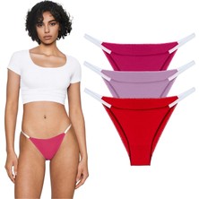 Yohannes Club Kadın Pamuklu, String Brazilian Külot, 3'lü Paket,