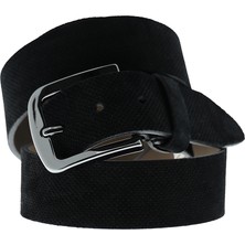 Kiğılı Erkek Spor Desenli Süet Kemer 130 cm Siyah Renk Modern Tasarım ve Günlük Kullanım İçin