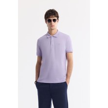 AVVA Erkek Lila Kıvrılmaz Polo Yaka %100 Pamuk Basic Regular Fit T-Shirt B001032