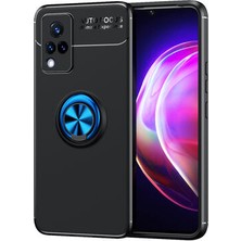 Vivo V21 Kılıf Yüzüğü Stant ve Araç Tutucu Olabilen Şık Esnek Premium Silikon Kapak Ryc/ravel