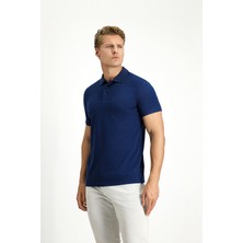 Slim Fit Dar Kesim Nakışlı Pamuklu Polo Yaka Tişört