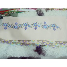 El Emeği Nakış Işlemeli Iğne Oyalı Namaz Örtüsü Çeyizlik Mevlit Başörtüsü Krep Kumaş 145X75 cm