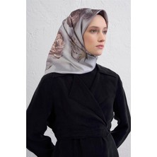 Armine Çiçek Desenli Saf Ipek Twill Eşarp 9419D 03
