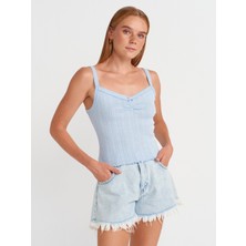 21073 Fiyonk Detaylı Askılı Top-Açık Mavi