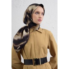 Armine Leopar Desenli Saf Ipek Twill Eşarp 9432D 02