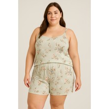 Büyük Battal Beden Askılı Şortlu Takım / Büyük Beden Pijama Takımı