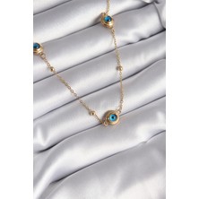 Sinerji Shop 316L Çelik Gold Renk Nazar Boncuk Model Kadın Kolye - TJ-BKO8340