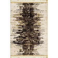 Bespoky Prema Kahverengi Modern Etnik Desenli Bambu Makinada Yıkanabilir Hav Toz Vermez Leke Tutmayan Kaymaz Taban Dijital Makine Baskı Salon Yolluk Mutfak Halı