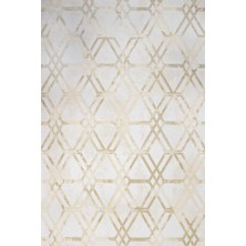 Bespoky 80x150 cm Bej Krem Geometrik Modern Soyut Yıkanabilir Halı | Yatak Odası Mutfak Halısı | Leke Tutmayan, Kaymaz | CREA_ROYAL-14598