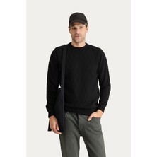 Bisiklet Yaka Regular Fit Yünlü Desenli Triko Kazak