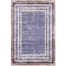 Bespoky Pskov Mor Çerçeveli Etnik Modern Desenli Makinada Yıkanabilir Hav Toz Vermez Leke Tutmayan Kaymaz Taban Dijital Makine Baskı Salon Yolluk Mutfak Halı