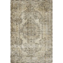 Bespoky 100x150 cm Kahverengi Modern Vintage Yıkanabilir Halı | Mutfak Balkon Yatak Odası Halısı | Leke Tutmayan Kaymaz | SRK_VİNTAGE-180