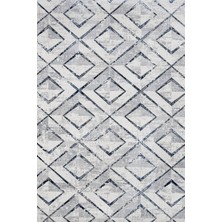 Bespoky 80x200 cm Mavi Beyaz Geometrik Modern Baklava deseni Yıkanabilir Halı | Mutfak Koridor Halısı | Leke Tutmayan, Kaymaz | STN_KENZO-003T