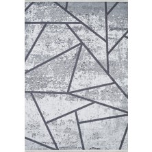 Bespoky Buhara Gri Çizgili Etnik Modern Desenli Makinada Yıkanabilir Hav Toz Vermez Leke Tutmayan Kaymaz Taban Dijital Makine Baskı Salon Yolluk Mutfak Halı