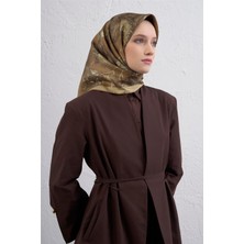 Armine Çiçek Desenli Saf Ipek Twill Eşarp 9409D 06