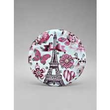 Işıltılı Karışık Desenli Çift Taraflı Yuvarlak Cep Çanta Makyaj Aynası 7cm Çap