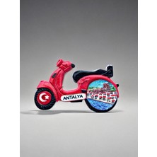 Antalya Temalı Kabartmalı Polyester Magnet 8,5cm x 5,5cm Kırmızı