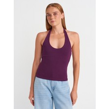 21052 Halter Yaka Top-Mor