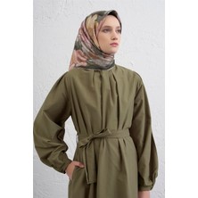 Armine Çiçek Desenli Saf Ipek Twill Eşarp 9403D 80