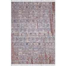 Halınet Lukow Kahverengi Göbekli Etnik Modern Desenli Makinada Yıkanabilir Hav Toz Vermez Leke Tutmayan Kaymaz Taban Dijital Makine Baskı Salon Yolluk Mutfak Halı