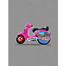 Bodrum Temalı Kabartmalı Polyester Magnet. 9cm x 5cm. Pembe