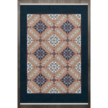 Halınet  Geometrik Turuncu Pamuk Dikdörtgen Modern Desenli Pamuk Makinada Yıkanabilir Hav Toz Vermez Leke Tutmayan Kaymaz Taban Dijital Makine Baskı Salon Yolluk Mutfak Halı