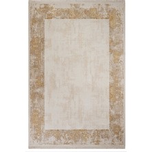 Halınet Melike Çerçeveli Bej Polyester Dikdörtgen Modern Desenli Akrilik Hav Vermeyen Leke Tutmayan Kolay Temizlenen Yumuşak Makine Salon Yolluk Mutfak Halı