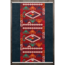 Halınet  Geometrik Kırmızı Pamuk Dikdörtgen Modern Desenli Pamuk Makinada Yıkanabilir Hav Toz Vermez Leke Tutmayan Kaymaz Taban Dijital Makine Baskı Salon Yolluk Mutfak Halı