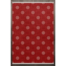 Halınet  Geometrik Kırmızı Pamuk Dikdörtgen Modern Desenli Pamuk Makinada Yıkanabilir Hav Toz Vermez Leke Tutmayan Kaymaz Taban Dijital Makine Baskı Salon Yolluk Mutfak Halı