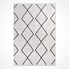 Hali.Net 80x150 cm Gri Filika Pamuk Yıkanabilir Klasik Halı | Mutfak Balkon Yatak Odası Halısı | Leke Tutmaz Hipoalerjenik | FİLİKA-11350K