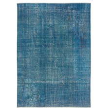 Hali.Net 211x300 cm Bej Mavi Soyut Vintage Eskitme Halı | Salon Yatak Odası Halısı | Hav Vermez | UNİQUE-7126
