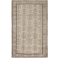 Hali.Net 188x292 cm Gri Vintage El Dokuma Yün Halı | El Yapımı Doğal Yün Salon Halısı | Geleneksel Anadolu Hav Vermez | UNİQUE-7335