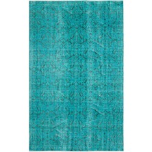 Hali.Net 178x282 cm Gri Turkuaz Bitkisel Vintage Soyut Halı | Salon Yatak Odası Halısı | Hav Vermez | UNİQUE-18812