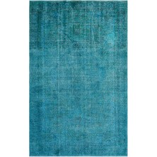 Hali.Net 164x263 cm Mavi Turkuaz Soyut Vintage Eskitme Halı | Salon Yatak Odası Halısı | Hav Vermez | UNİQUE-25785