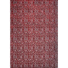 Halınet  Geometrik Kırmızı Pamuk Dikdörtgen Modern Desenli Pamuk Makinada Yıkanabilir Hav Toz Vermez Leke Tutmayan Kaymaz Taban Dijital Makine Baskı Salon Yolluk Mutfak Halı