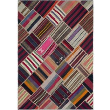 Hali.Net Iskece Mavi Eskitme Yün Modern Desenli Yün Hav Toz Vermez Leke Tutmayan Salon Yolluk Mutfak El Dokuma Halı