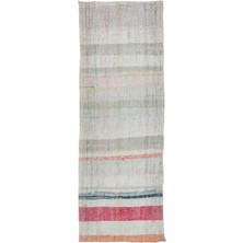 Hali.Net 94x250 cm Bej Krem Rustik Çizgili Halı | Mutfak Yolluk Halısı | Hav Vermez | UNİQUE-32462
