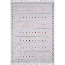 Halınet Laziska Gri Göbekli Etnik Modern Desenli Makinada Yıkanabilir Hav Toz Vermez Leke Tutmayan Kaymaz Taban Dijital Makine Baskı Salon Yolluk Mutfak Halı