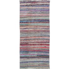 Hali.Net 140x322 cm Gri Çok Renkli Şerit Bohem Şeritli Halı | Salon Yatak Odası Halısı | Hav Vermez | UNİQUE-32530
