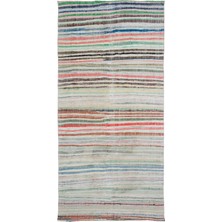 Hali.Net 161x331 cm Mavi Vintage Anadolu Eskitme Yün Halı | Salon Yatak Odası Halısı | Doğal Yün El Yapımı El Dokuma Hav Vermez | UNİQUE-32392