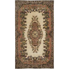 Hali.Net 174x308 cm Krem Bej Bitkisel Geleneksel Madalyonlu Halı | Salon Yatak Odası Halısı | Hav Vermez | UNİQUE-9807
