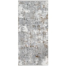 Halınet Melisenda Modern Gri Polyester Dikdörtgen Modern Desenli Akrilik Hav Vermeyen Leke Tutmayan Kolay Temizlenen Yumuşak Makine Salon Yolluk Mutfak Halı