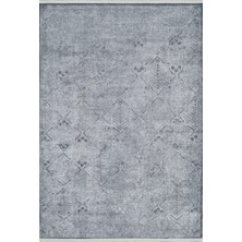 Halınet Mandibahauddin Gri Modern Etnik Desenli Makinada Yıkanabilir Hav Toz Vermez Leke Tutmayan Kaymaz Taban Dijital Makine Baskı Salon Yolluk Mutfak Halı