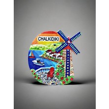 Chalkıdıkı Temalı Kabartmalı Polyester Magnet Buzdolabı Süsü 6,5cm x 6,5cm Turuncu