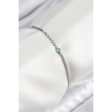 Pirinç Zirkon Taşlı Boncuk Model Ezme Zincir Gümüş Renk Kadın Bileklik