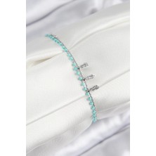 Pirinç Zirkon Taşlı Mavi Boncuklu Model Gümüş Renk Kadın Bileklik