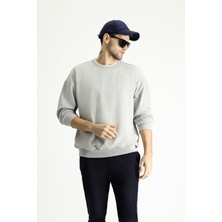 Bisiklet Yaka Oversize Pamuklu Sweatshirt